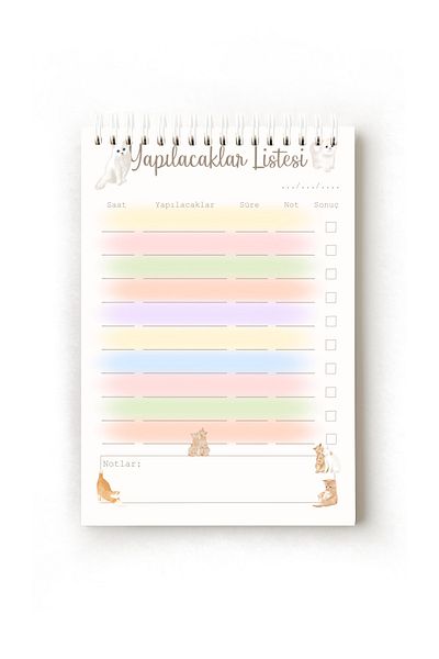 Handeto Kraft Cat Themed Turkish Habit Tracker, A5 Habit Tracker, Routine Notebook, Planner, Planner