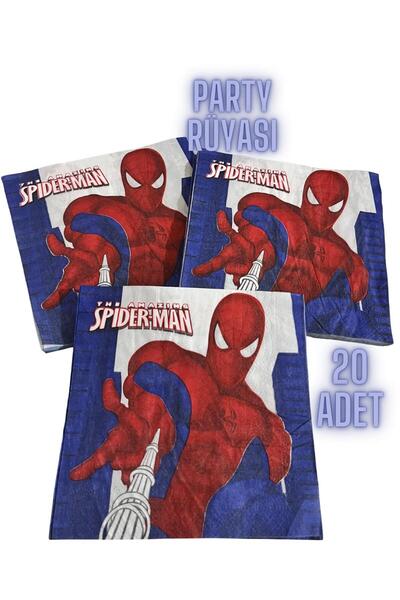 partyrüyası Spiderman Birthday Themed Napkin 20 Pieces