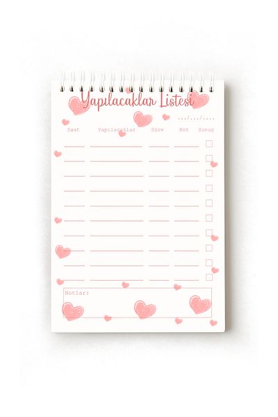 Handeto Kraft Heart Themed Turkish Habit Tracker, Daily Planner, A5 Habit Tracker, Routine Notebook, Planner