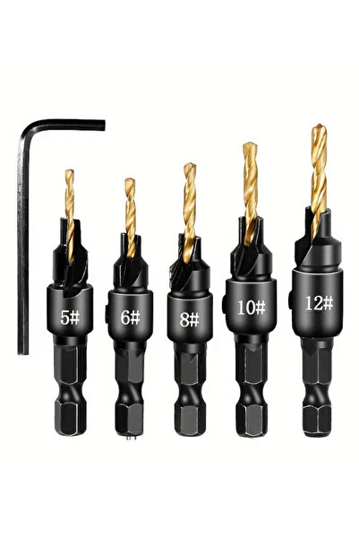 Modaadresiniz Hss 5 Adet Titanyum Kaplama Havşa Ahşap Oyma Matkap Ucu