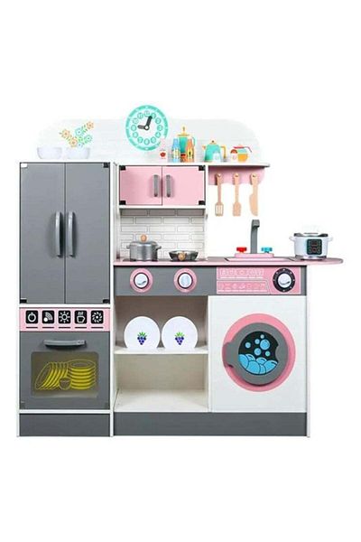 Baby Star Kids Kitchen Set, Wooden Kitchen with Accessories and Food Toys for Kids