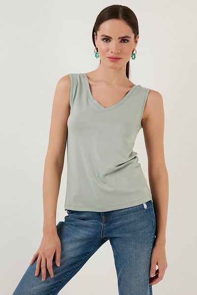 Lela Slim Fit V-Neck Thick Strap 2'Li Package Blouse Bluz 5864384S2