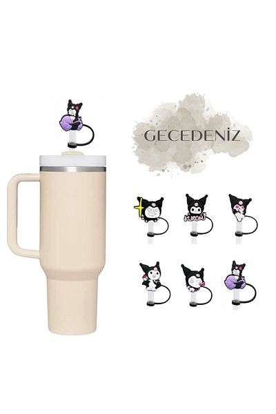 GECEDENİZ Straw Stopper Thermos Compatible Kuromi No6