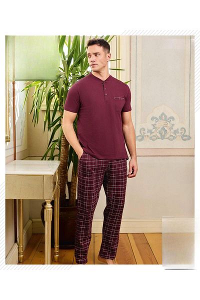 Pijamoni Ανδρικό σετ πιτζάμες με κοντό μανίκι με κουμπιά 6850/11 - 1 Τεμάχιο