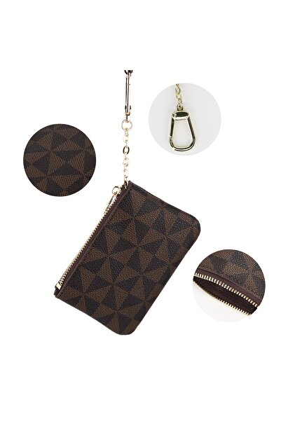 Fivy Μίνι πορτοφόλι με σχέδιο vintage από συνθετικό δέρμα, μίνι πορτοφόλι με μπρελόκ, μίνι πορτοφόλι με γούρι