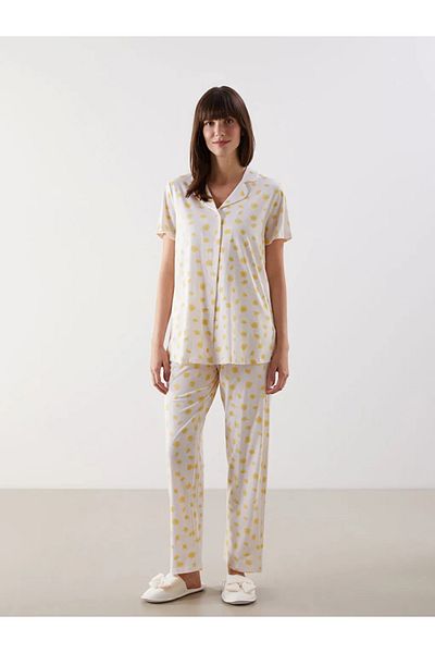 LC Waikiki Lcw Dream Pink Shirt Collar Floral Maternity Pajama Set