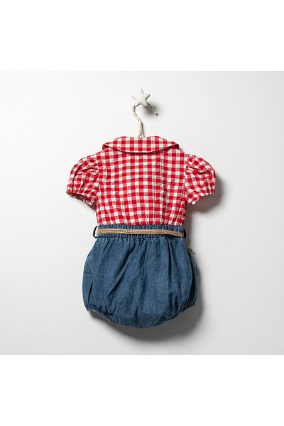 ministok Red Gingham Baby Girl Jumpsuit