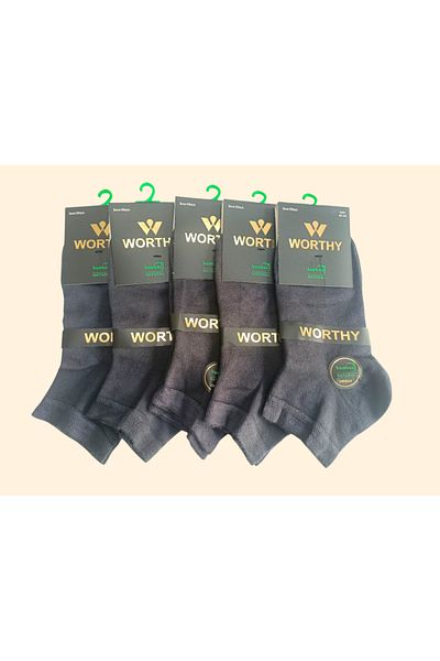 WORTHY SOCKS Комплект от 5 мъжки безшевни бамбукови чорапи до глезена