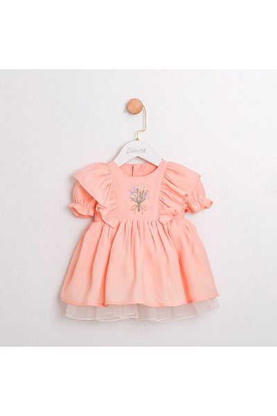 ministok Linda Balloon Sleeve Embroidered Baby Girl Dress