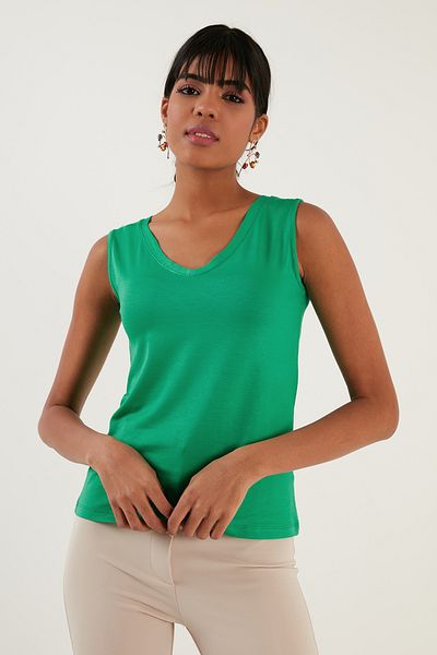 Lela Slim Fit V-Neck Thick Strap 2'Li Package Blouse Bluz 5864384S2