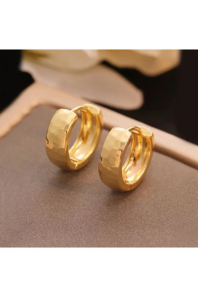 STEEL Textured Gold Hoop Earrings