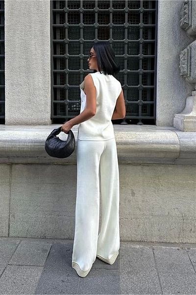 meisa Paulo Gold Buttoned Vest Pants Suit 9976