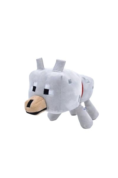 ve Plush Minecraft wolf cub toy, VeliumCraft, 16 cm, fluffy, for children, white