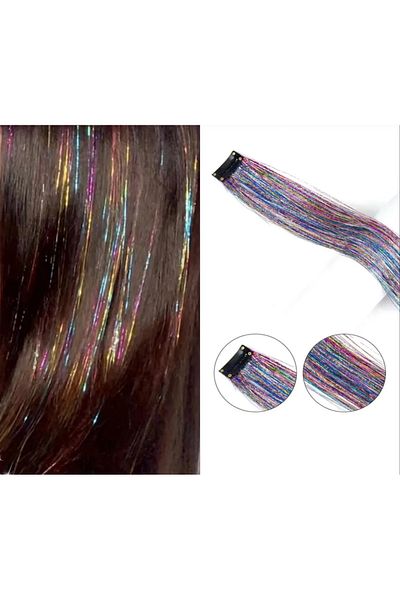 Htcimaj 20 Pieces of Welding Beads and Multicolored Hair Accessories - Hair Glitter - Tinsel - Hairpiece - Colored Hair