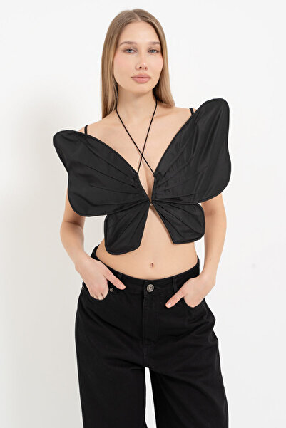 Kikiriki Siyah Bağlama Detaylı Kelebek Büstiyer