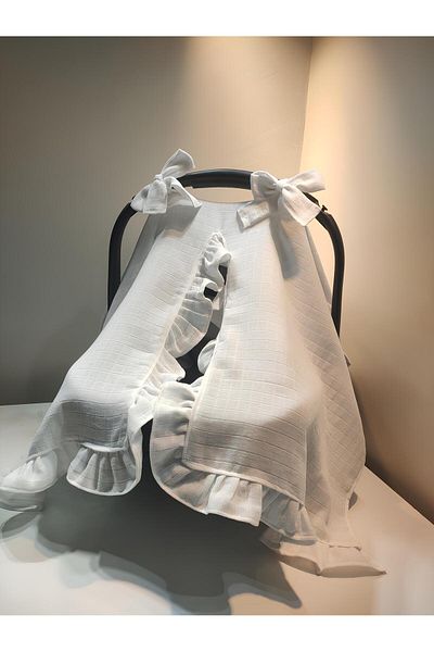 Moda Lime Single Layer Muslin Fabric Frilly Stroller Cover