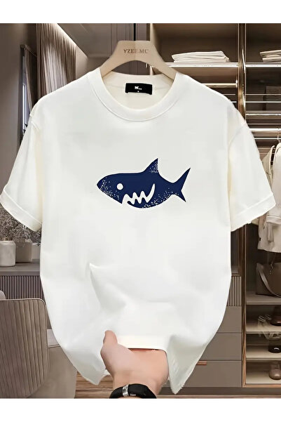 AEMİ Unisex ajkula Oversize kroj okrugla kragna T-shirt