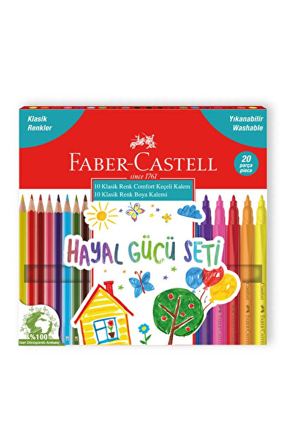 Faber Castell Klasik Renkler Hayal Gücü Seti 20'li,Yıkanabilir Mürekkep, Ergo...