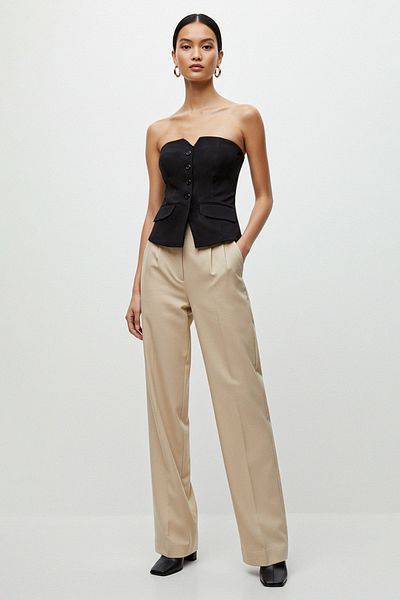Trendyol Collection Чорний укорочений тканий жилет без бретелей TWOAW24YE00034