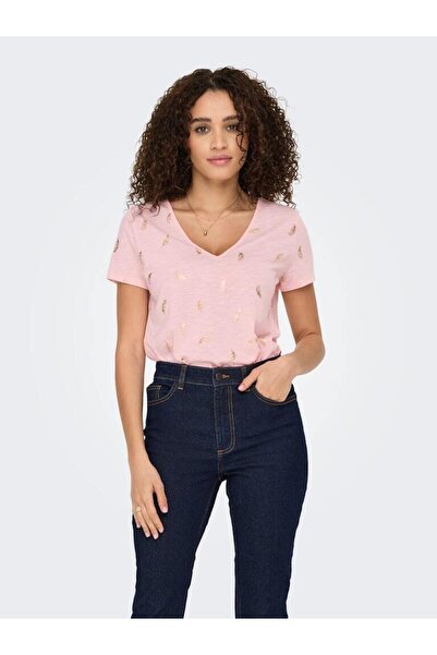 JDY Jdydora Dodo S/S Foil V-Neck Top Jrs