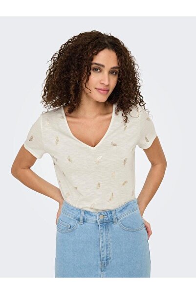 JDY Jdydora Dodo S/S Foil V-Neck Top Jrs