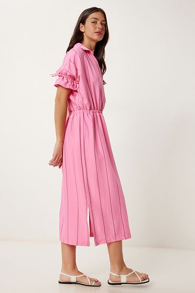 Happiness İstanbul Rochie Ayrobin cu dungi roz pentru femei RG00062