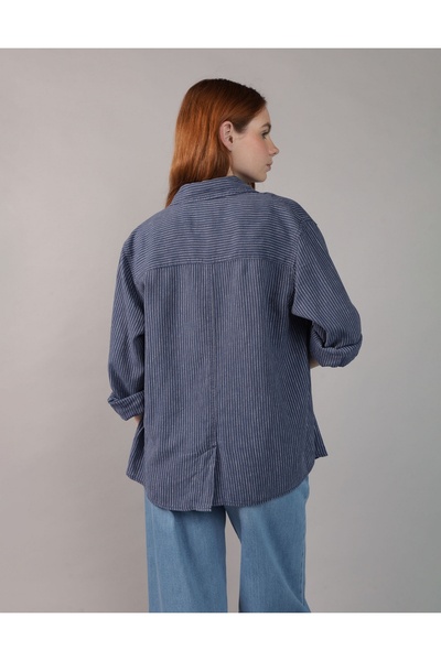 AMERICAN EAGLE Ae Weekend Vibes Long-Sleeve Button-Up Shirt