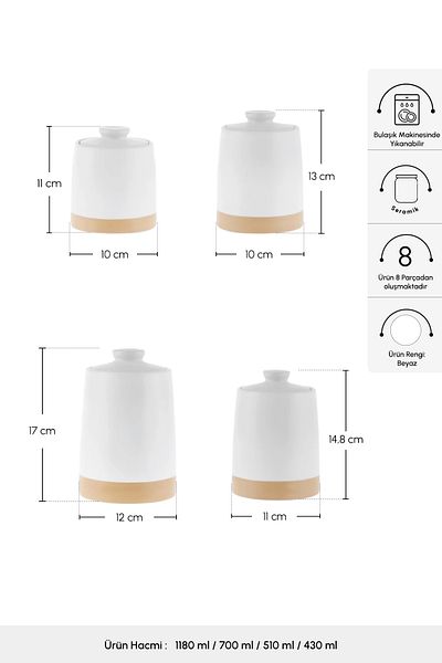 Karaca White Stone Vacuum Covered 4-Piece Spice Set