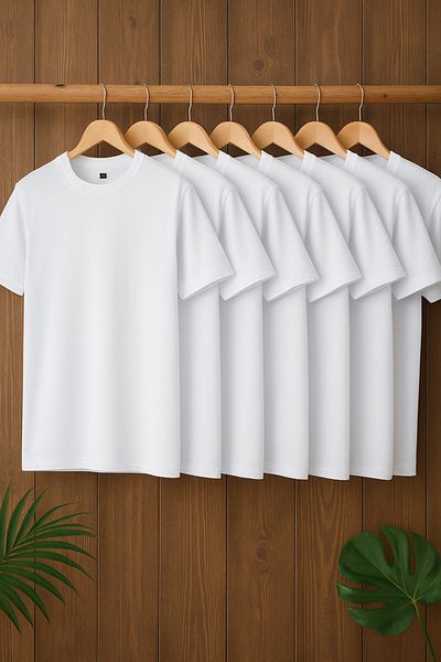 Trendyol Collection Λευκό 7'li Pack Slim/Slim Fit 100% βαμβακερό μπλουζάκι TMNSS25TS00234