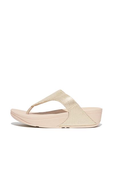 Fitflop Lulu glitz-canvas toe-post sandals - platinum