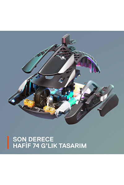 SteelSeries Aerox 5 Wireless Optik 9 Tuş 18000 Cpı Rgb Siyah Kablosuz Gaming (OYUNCU) Mouse