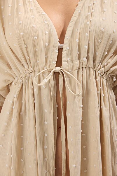 Trendyol Collection Beige Woven Maxi Beach Kimono & Kaftan TBESS25KM00021