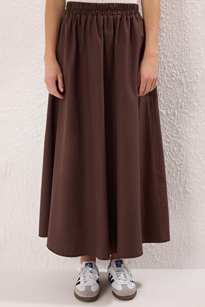 Trendyol Modest Brown Cotton Woven Bottom-Top Skirt Suit Tctss25Us00051