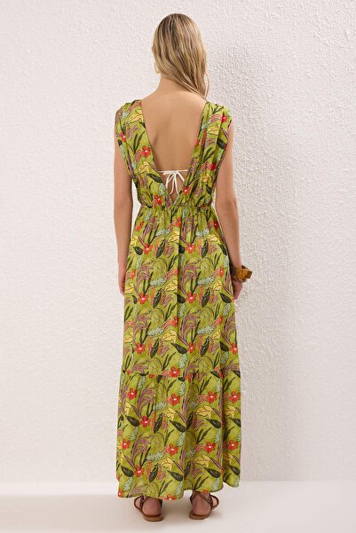 Trendyol Collection Black Maxi Woven Drawstring Beach Dress Tbess25El00100