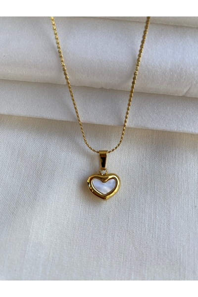 VELMORIA ÇELİK S.STEEL KARARMAZ PASLANMAZ ALTIN KAPLAMA MİNİMAL KALP KOLYE
