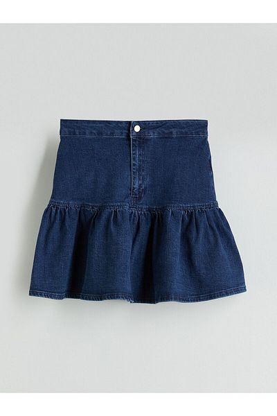 LC Waikiki Pleated Mini Jean Skirt