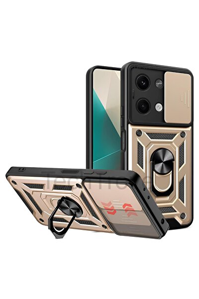 TechTrove Redmi Note 13 Pro 5G Kılıf Sürgülü Kamera Korumalı Yüzüklü Stand Olabilen Magnetic Tpu Tank Kapak
