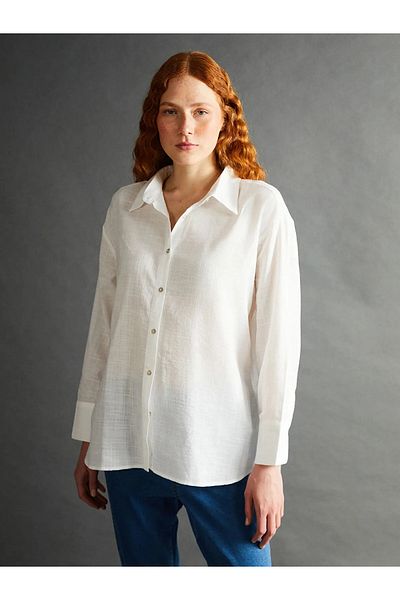 LC Waikiki Plain Long Sleeve Oversize Women's Shirt
