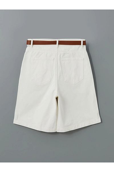 LC Waikiki Bermuda Fit Women's Jeans Shorts with Waist Belt