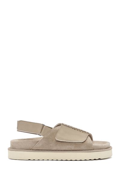 Derimod Women's Beige Strappy Suede Leather Sandals 25Sfd405410