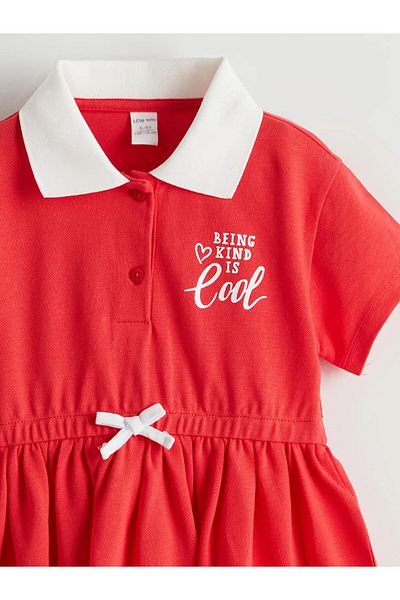 LC Waikiki Polo Collar Girl's Pique Dress