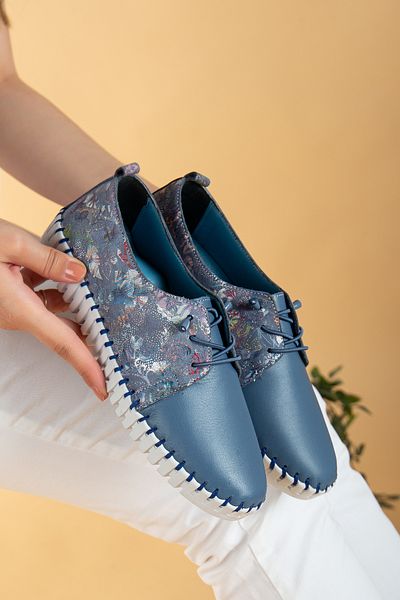 uway Genuine Leather Comfortable Orthopedic Daily Rubber Laced Soft Women's Shoes
