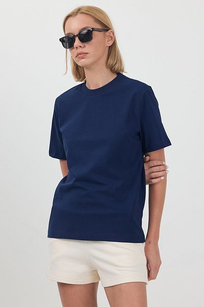 gothamvibes Women's Basic Navy Blue T-Shirt