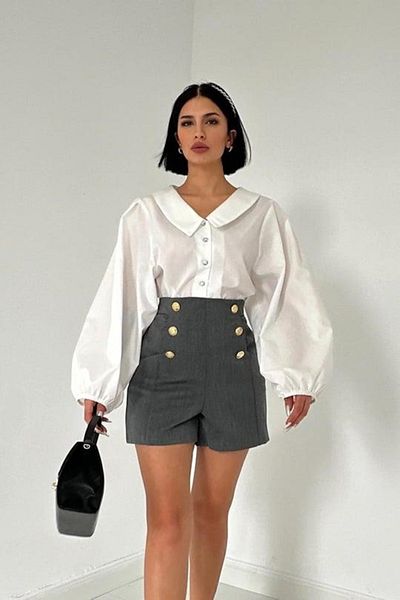 BRAXELL Buttoned Mini Shorts