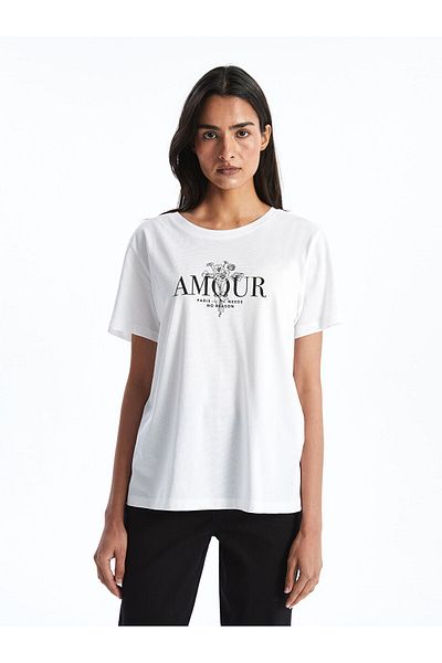 LC Waikiki Tricou de damă cu imprimeu cu gât crew