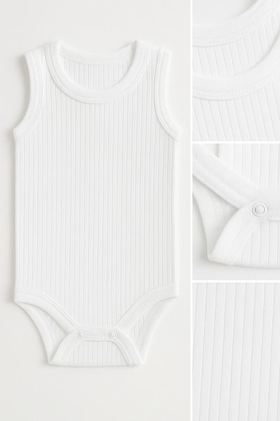 Trend Bebe Butik 5-Piece Ribbed Baby Bodysuit Set with Snap Fasteners Cotton Undershirt Body Summer Sleeveless Baby Bodysuit Jumpsuit Ribbed