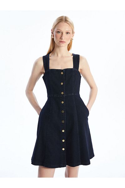 LC Waikiki Heart Neck Mini Jean Dress