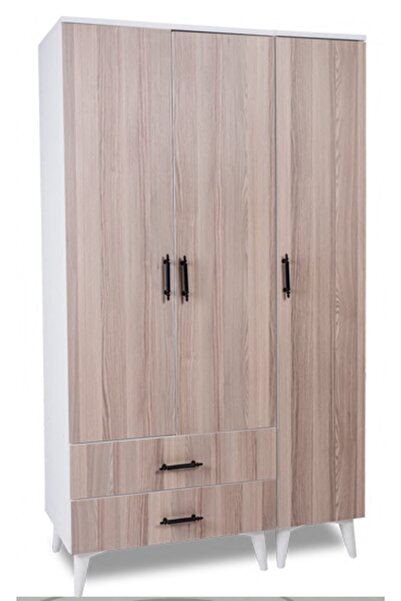 OnurEvimde 3 Kapaklı Askılı Çekmeceli Dolap Çok Amaçlı Dolap Kurulu Hazır Tes...