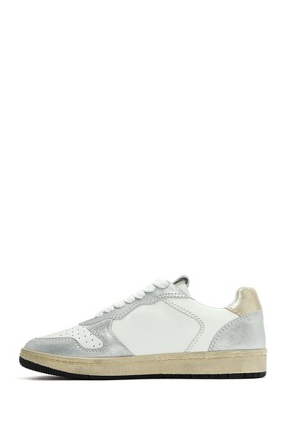 Derimod Acbc X Derimod Women's Silver Laced Glitter Leather Sneaker 25Sfd4354Sm