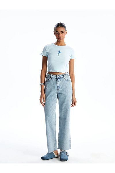 LC Waikiki Tricou de damă cu gât cu flori